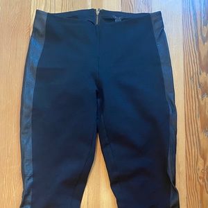 J Crew Black Leggings/Slacks with Leather Piping Accent